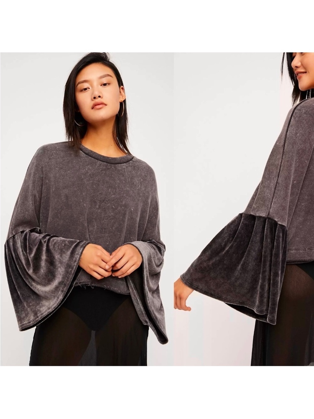 Free People Glorious Sleeves Pullover Bell Sleeves Sz S